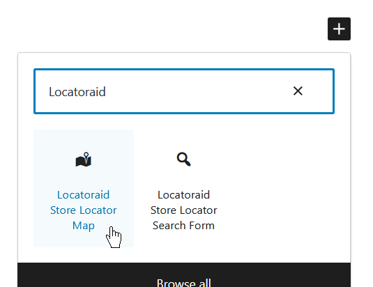 Find Locatoraid store locator map content block.