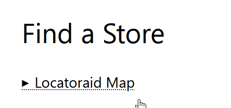 Content block for store locator map is inserted into the post content.