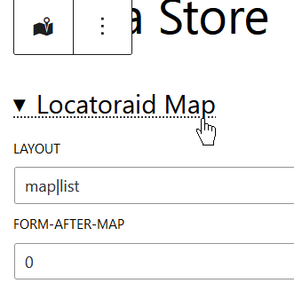 Store locator map content block options form.