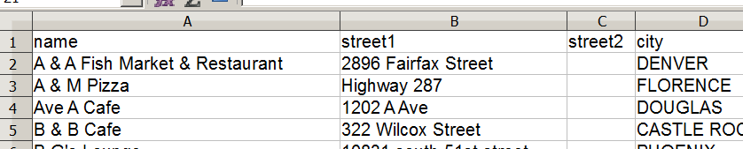 Current locations in CSV file