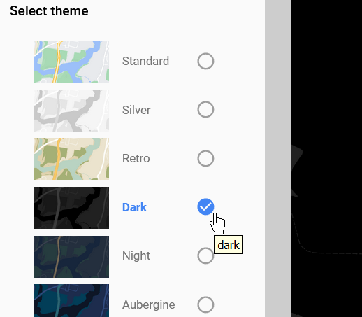 Select a color theme for your store locator map.