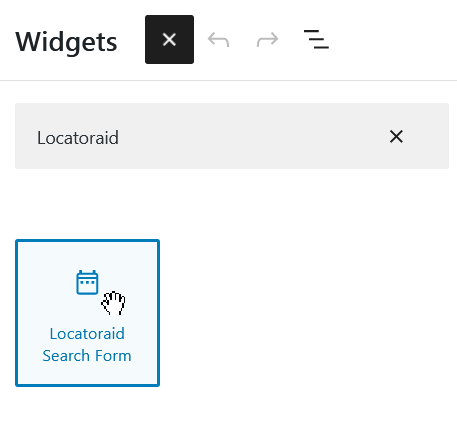 Locatoraid Search Form in WordPress block inserter