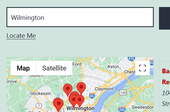 Store locator with results after submitting the search widget form