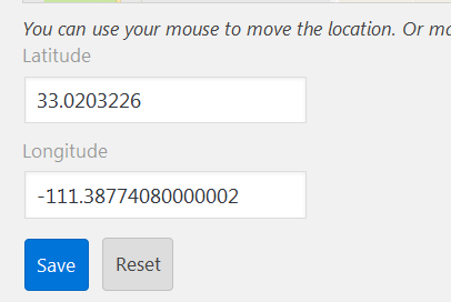 Edit geo coordinates of the store location