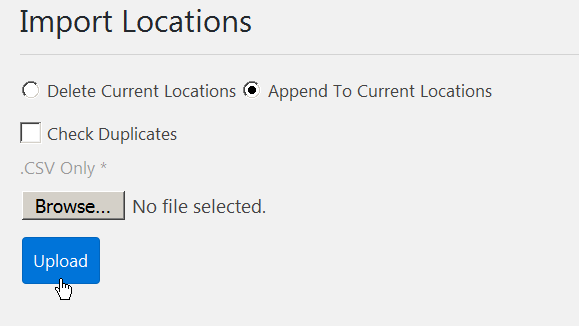 CSV store locator import form