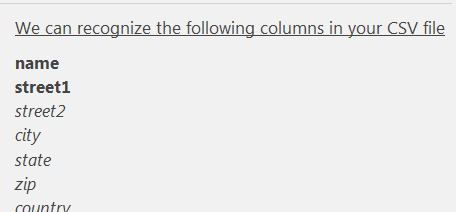 Which columns should present in the CSV file for Wordpress store locator import