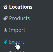 Click Export menu item to download your locations database