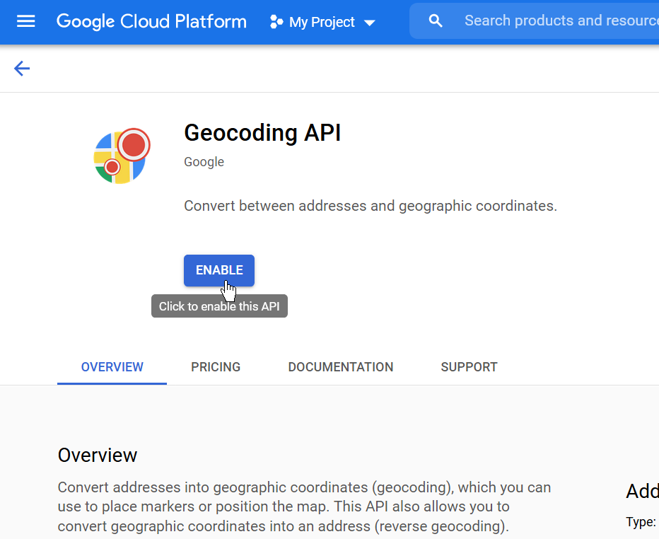 Enable Geocoding API
